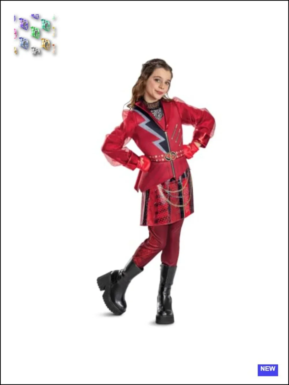 Disney Descendants Deluxe Red Kids Halloween Costume Jumpsuit Size L 10-12